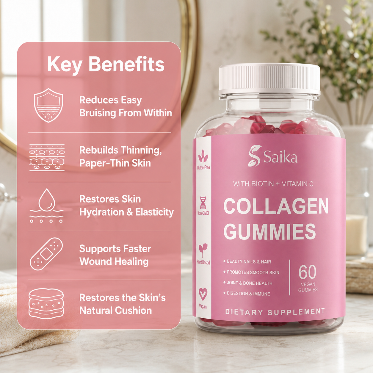 Premium Strawberry Collagen Gummies