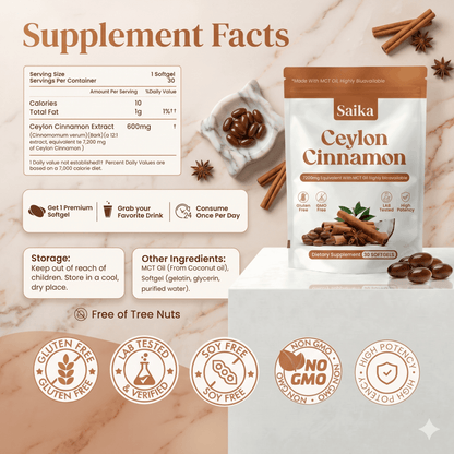 Ceylon Cinnamon 7200mg Equivalent with MCT Oil PM